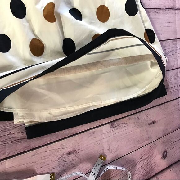 The Limited Cream Tan Navy Classic Polka Dot Strapless Dress Side Pockets Size 6 - Picture 11 of 13